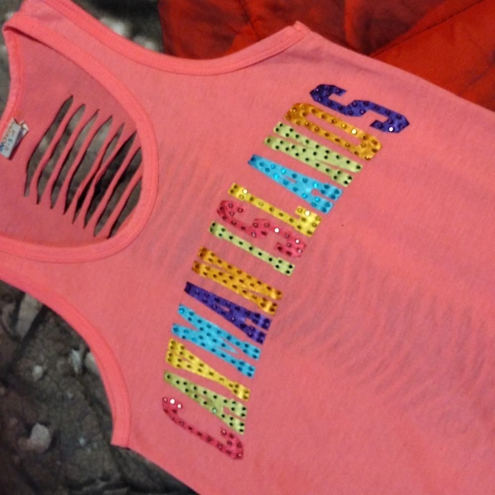 Embellished Cayman Islands cut-out tank top